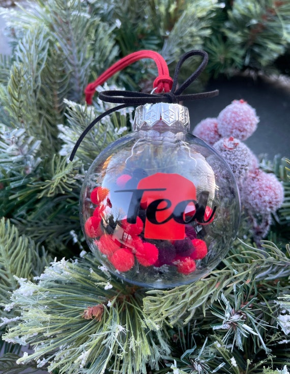 Personalised Football Theme Christmas Bauble - in Red & Black - with FREE uk TRACKED DELIVERY to arrive before Christmas