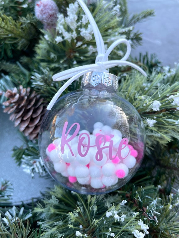 Personalised Pink Theme Christmas Bauble with FREE uk TRACKED DELIVERY to arrive before Christmas