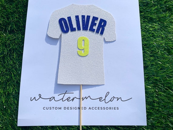 Personalised Football Shirt Cake Topper - Leeds Colours ANY NAME / AGE - Birthday - Anniversary
