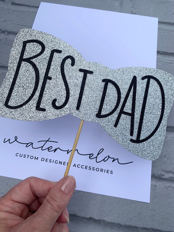 Bow Tie Glitter Cake Topper 'BEST DAD'