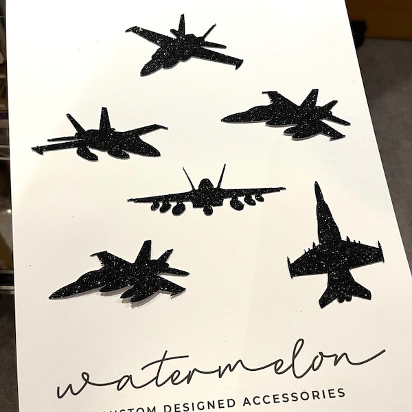 Fighter Jet Plane Cupcake Toppers - Set of 6