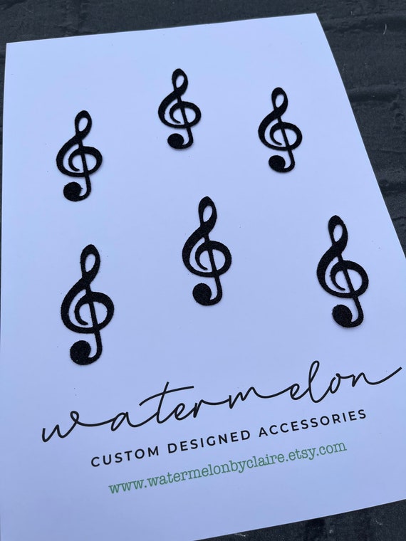 Treble Clef - Musical Notes Cupcake Topper Set of 6 in Any colour Glitter - Party - Birthday - Musical Celebration - Garden Party - Band