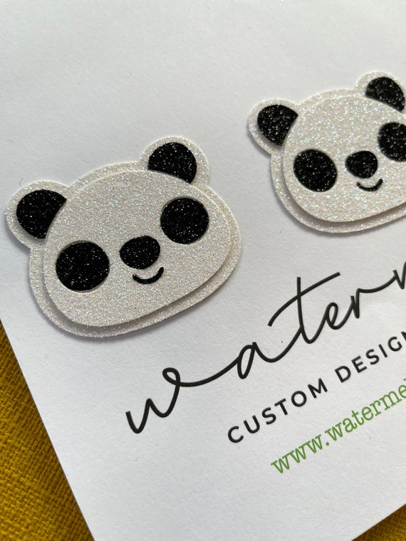Panda Face Glitter Cupcake Topper Set of 3 - Birthday