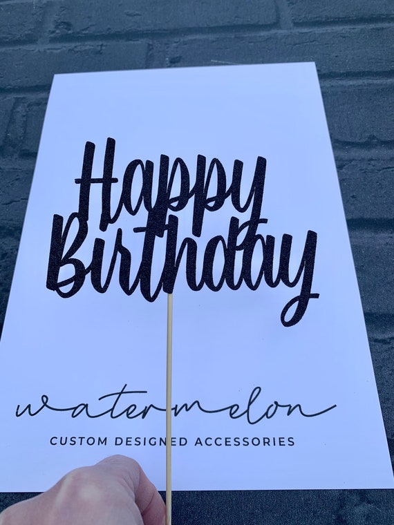 Happy Birthday Glitter Cake Topper