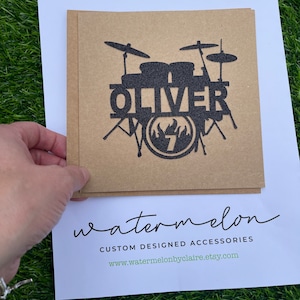 Drums Personalised Card - Drummer - Any name any age - Birthday card
