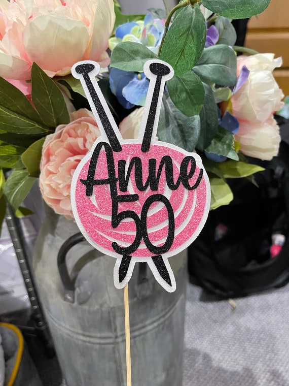 Knitting Theme Cake Topper - Personalised