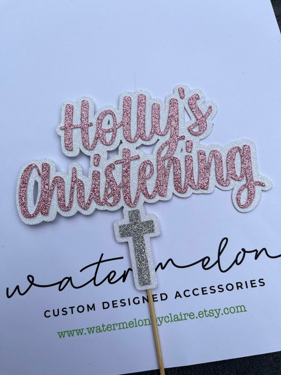 Christening Personalised Glitter Cake Topper - Christening Day