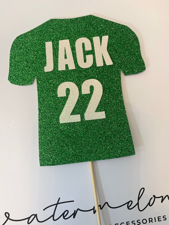 Football Shirt Cake Topper - Personalised- Green-  ANY NAME / AGE - Birthday - Anniversary- Green/ White text