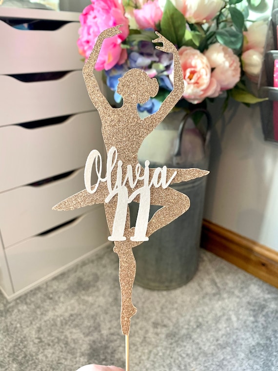 Ballet Dancer Glitter Cake Topper Personalised ANY NAME/AGE - Ballet Theme - Birthday