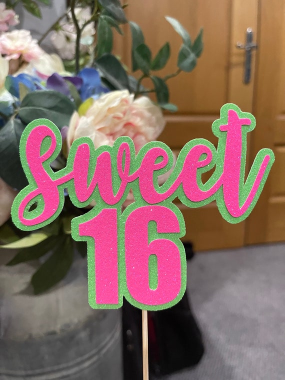 Sweet 16 - Double Layer Glitter Cake Topper