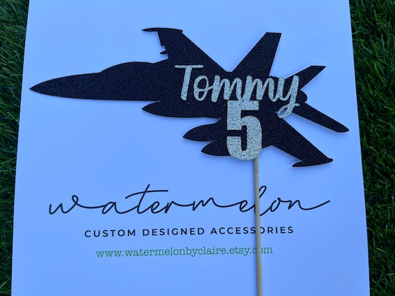 Fighter Jet Personalised Cake Topper - Birthday -Jet - Fighter plane