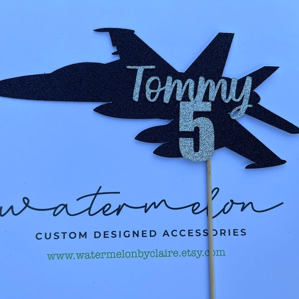 Fighter Jet Personalised Cake Topper - Birthday -Jet - Fighter plane