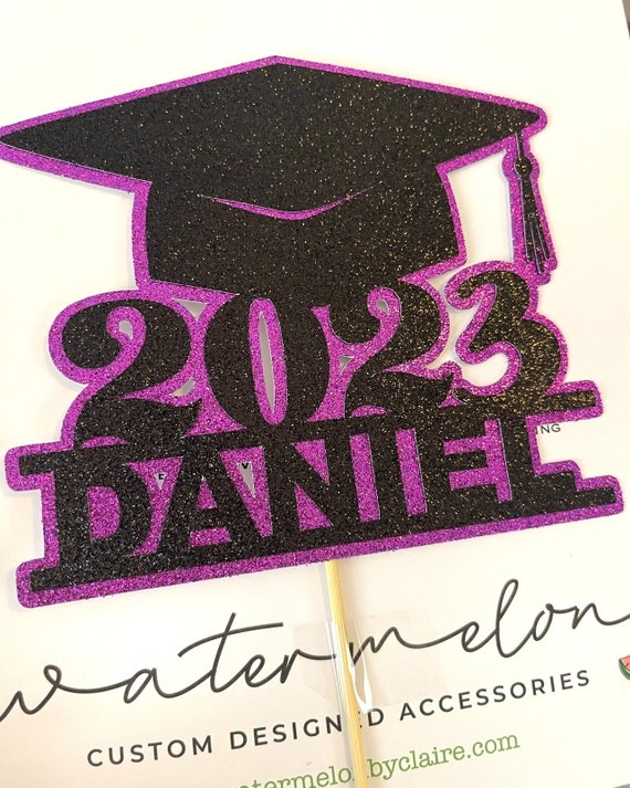 Personalised Graduation 2024 Glitter Cake Topper, Deluxe Double Layer Glitter ANY NAME