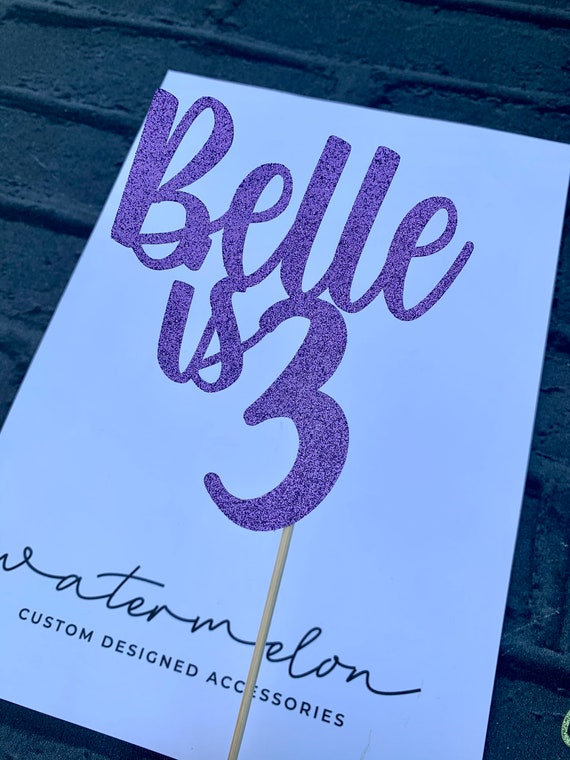 Personalised Birthday Cake Topper Single layer Glitter