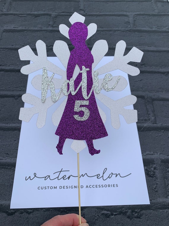 Personalised Princess Snowflake Glitter Cake Topper - Frozen Princess Theme