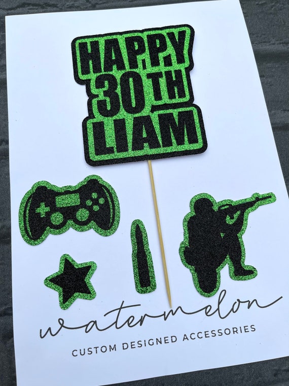 Gaming Style Fighter Cake Topper Set - Personalised - Birthday