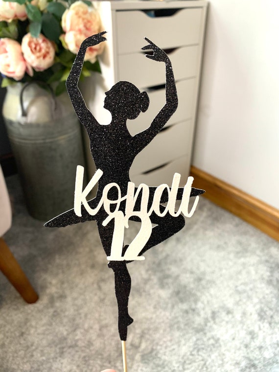 Ballet Dancer Glitter Cake Topper Personalised ANY NAME/AGE - Ballet Theme - Birthday