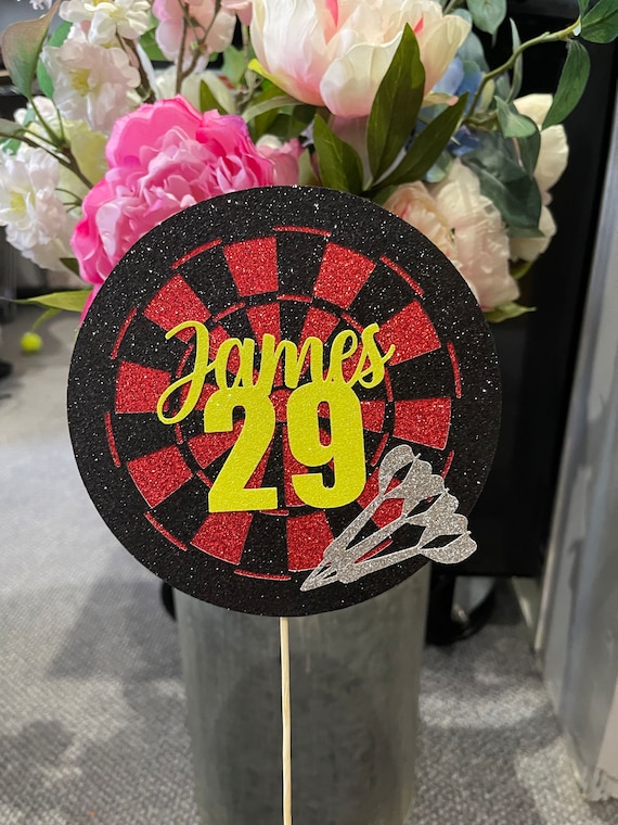 Dartboard Cake Topper - Personalised - ANY NAME / AGE - Birthday - Darts