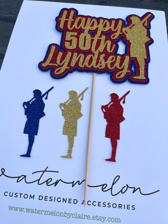 Bagpiper Cake Topper - Personalised - with 3 matching Cupcake Toppers - Bagpipes