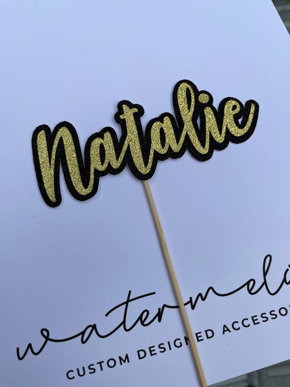 Personalised Double Layer NAME / AGE / NUMBER Glitter Cake Topper