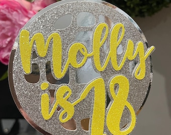 Personalized Disco Ball Cake Topper: Glitter Mirror Party Decor