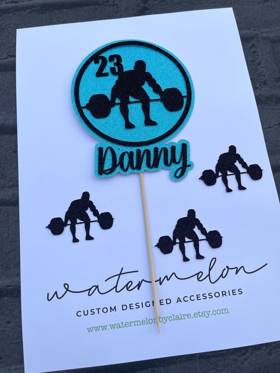 Weightlifter Themed Cake Topper - Personalised weight lifting - Birthday - Gym - Weights - Body Builder