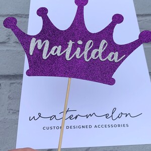 Princess Crown Glitter Cake Topper Personalised ANY NAME - Etsy
