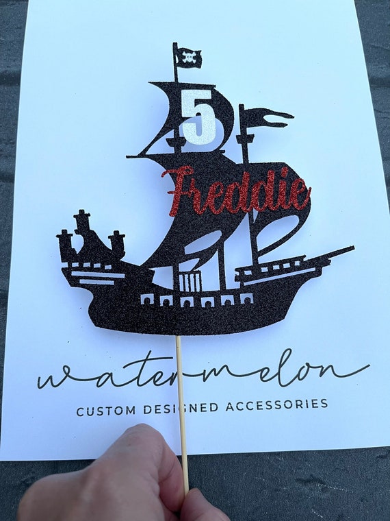 Pirate Ship Cake Topper - Personalised