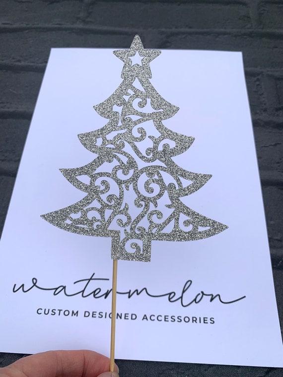 Christmas Tree Glitter Cake Topper