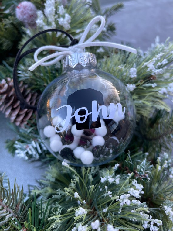 Personalised Football Theme Christmas Bauble - in Black & White - with FREE uk TRACKED DELIVERY to arrive before Christmas