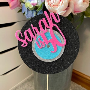 Vinyl Record Theme Cake Topper - Personalised