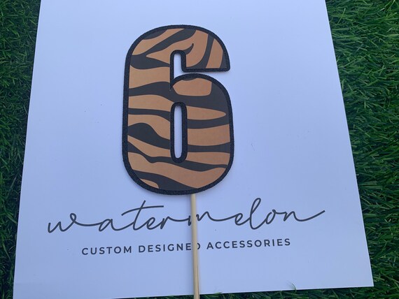 Animal Print Cake Topper - Tiger Print - Any Number - Birthday