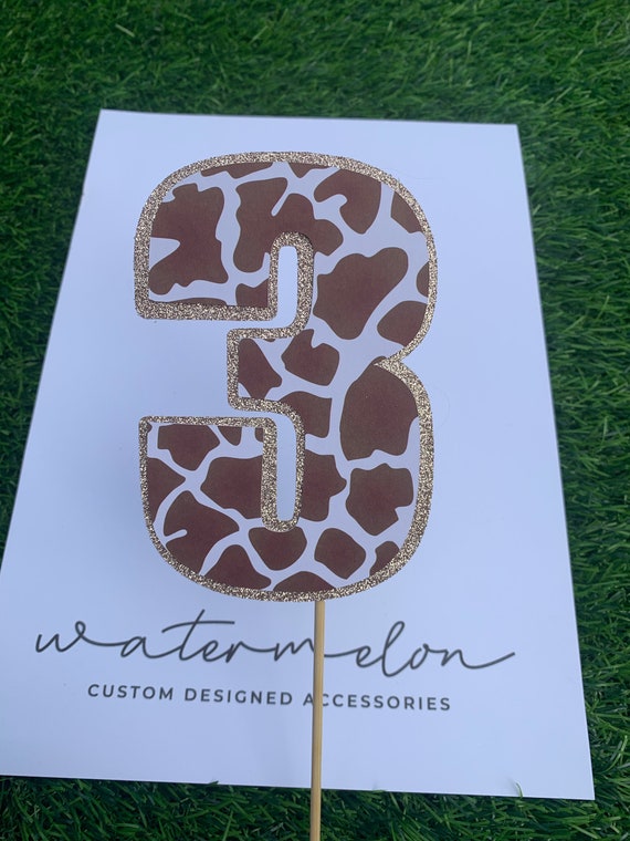 Animal Print Cake Topper - Giraffe Print - Any Number - Birthday