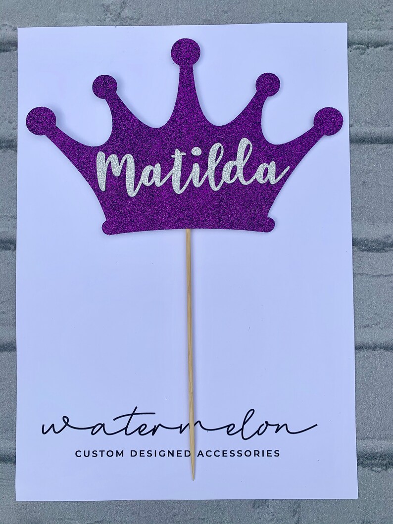 Princess Crown Glitter Cake Topper Personalised ANY NAME | Etsy