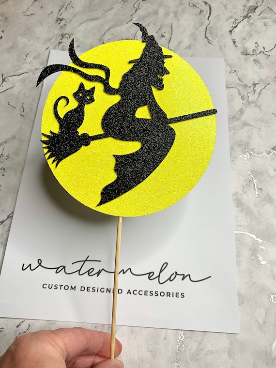 Halloween Witch on Broomstick Cake Topper