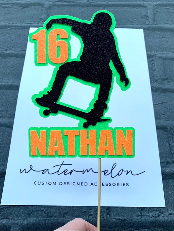 Skateboard Cake Topper - Personalised - Birthday - Skateboarder