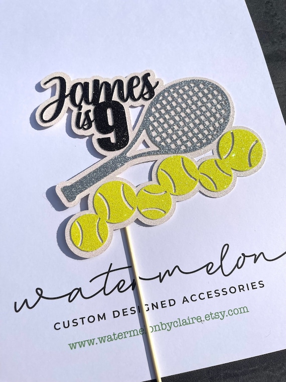 Tennis Theme Cake Topper  - Personalised -Birthday