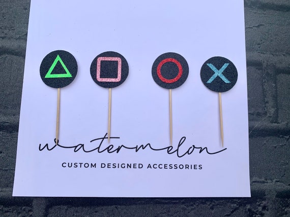Games Controller Buttons Cupcake Toppers, Set of 4