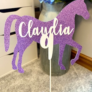 Personalised Horse Glitter Cake Topper -  Birthday