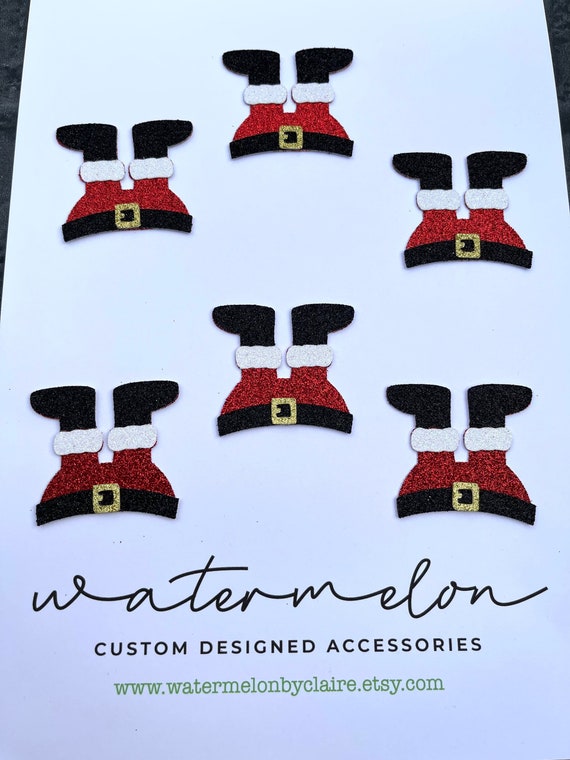 Santa legs Cupcake Toppers Set of 6- Christmas Cake Decoration