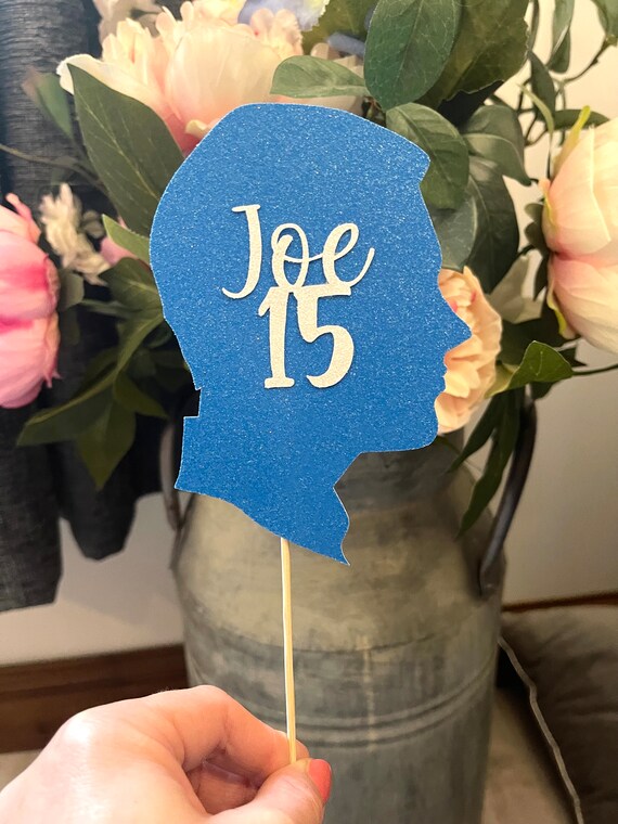 Male - Boy - Doll - Head - Silhouette - Fashion doll - Glitter Blue Cake Topper - Personalised - ANY NAME/AGE - Doll Theme - Birthday