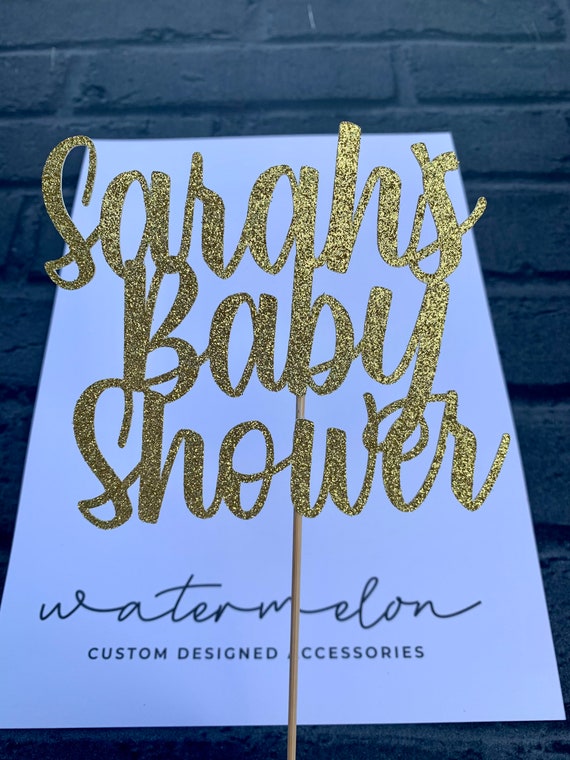 Baby Shower Personalised Glitter Single layer Cake Topper
