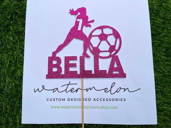 Footballer Girl Themed Cake Topper - Personalised - Birthday - Football - Female