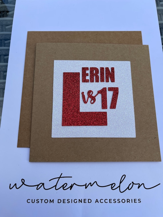 L Plate Personalised Birthday Card - Learner Driver- matching cake topper also available
