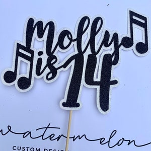 Musik-Thema personalisierter Geburtstag Glitter-Kuchen-Topper, Double-Layer-Glitter mit Noten