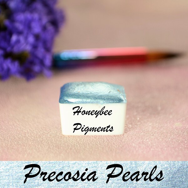 Perles de Precosia | Aquarelle bleue irisée | Pigments d'abeille | Encre de calligraphie | Lettrage à la main | Fournitures pour artistes | Fait main