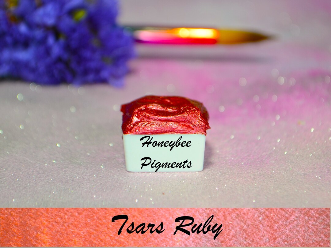 Tsars Ruby Handmade Metallic Red Shimmer Watercolour Paint Honeybee