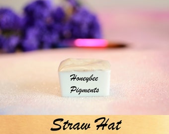 Straw Hat | Handmade Matte Pastel Beige brown Watercolour paint | Honeybee Pigments | Calligraphy Ink | Hand Lettering | Aquarelle