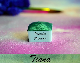 Tiana | Green Shimmer Watercolour paint | Honeybee Pigments | Calligraphy Ink | Hand Lettering | Artist supplies | Handmade Watercolour