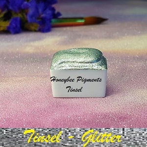 Tinsel / Pintura de acuarela holográfica plateada / Pigmentos de abeja / Tinta de caligrafía / Letras a mano / Suministros para artistas / Acuarela hecha a mano